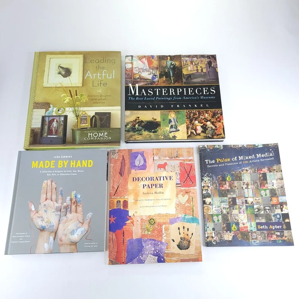 Lot of 5 Arts Crafts Hobbies and Art Information Books Learn How and See Artists